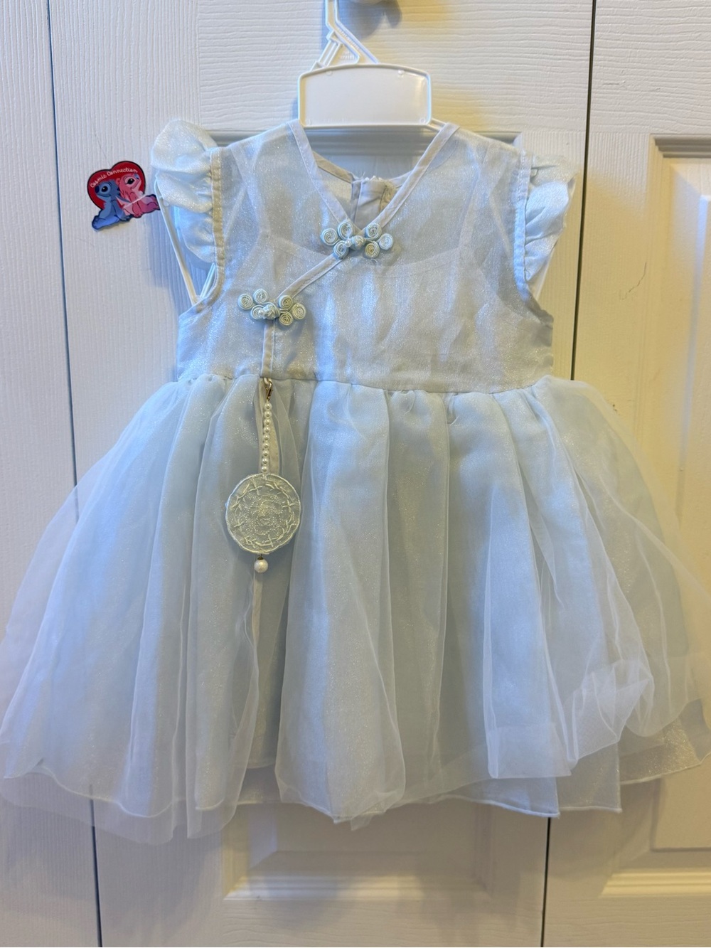 Light Blue Tulle Baby Dress with Mandarin Buttons NWOT